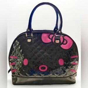 HELLO KITTY Loungefly Sanrio Large Black Quilted Pink Embroidery Tote Purse VGPC